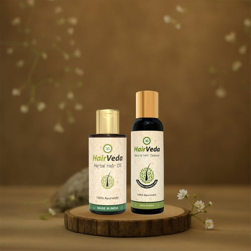HairVeda Herbal Hair Oil + HairVeda Hair Cleanser (Paraben & Sulphate Free) Hair Care