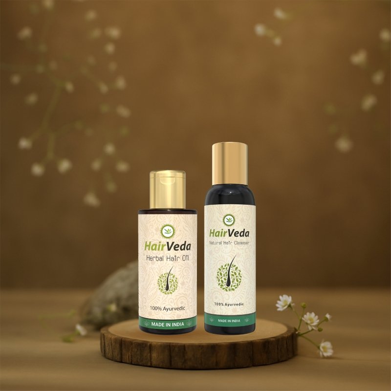 HairVeda Herbal Hair Oil + HairVeda Natural Hair Cleanser