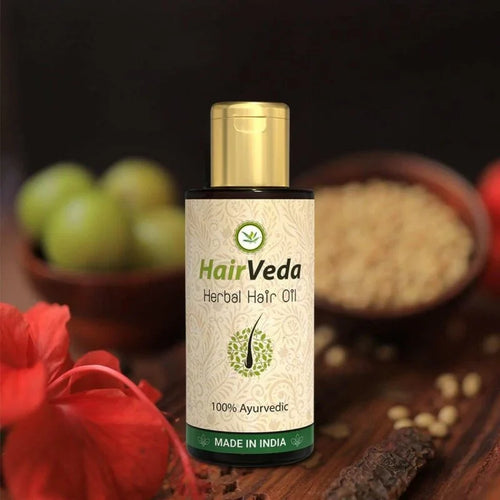 HairVeda Herbal Hair Oil - Clinically-Proven Bhringraj Formula Ayurvedic Hair Oil